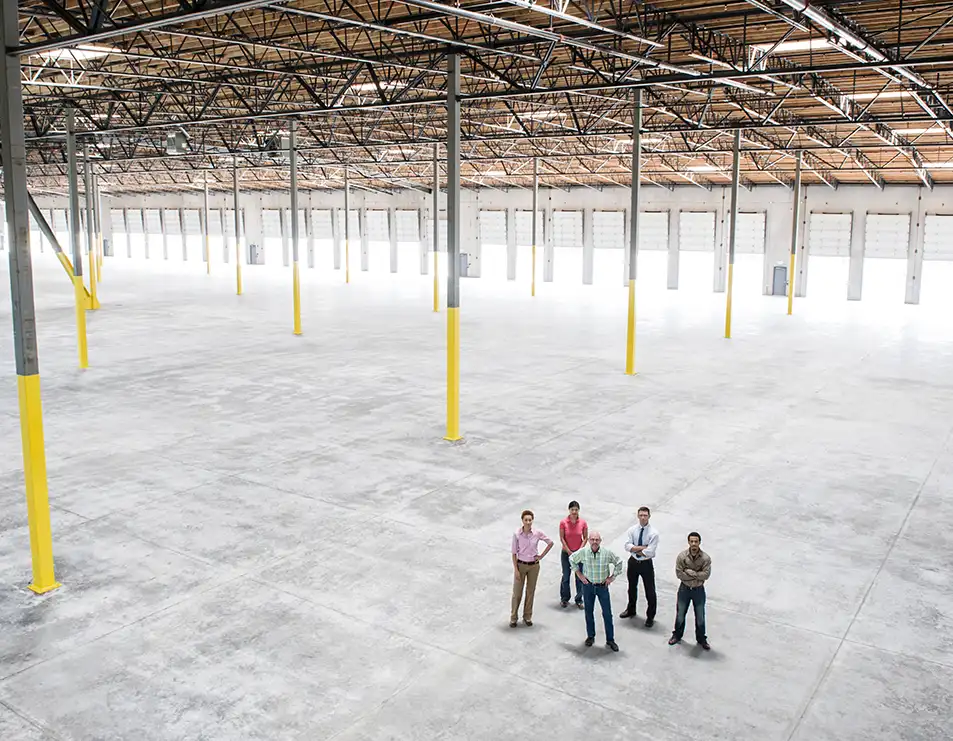 Bunch of people at warehouse for site audit
